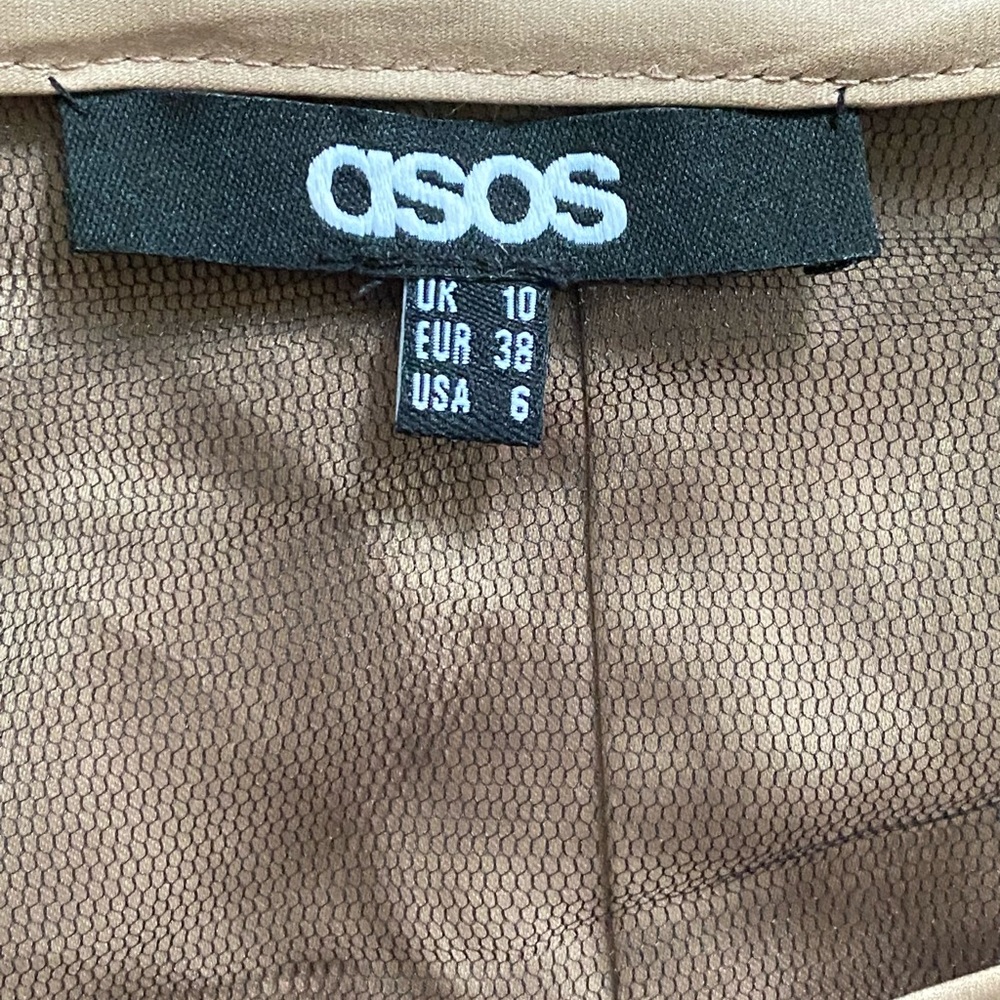 ASOS dress. Tan and black lace & sheer details